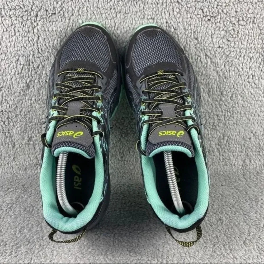 Asics shoes gel-venture 6 Womens 11 Running Sneakers Black Green Lace Up Hiking - Picture 6 of 12